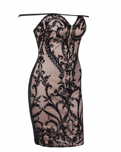 She's All That Black Bardot Sequin Mini Dress - Fashion Genie Boutique