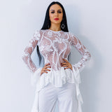 Whispering Winds White Mesh Ruffle Top - Fashion Genie Boutique