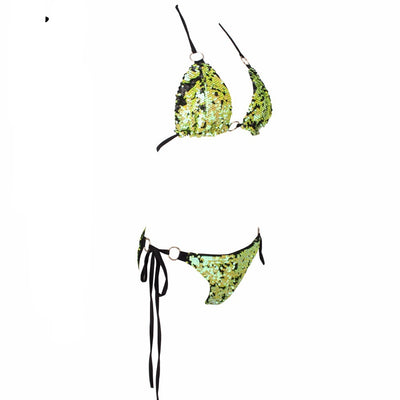 Shoreline Itinerary Lime Green Sequin Bikini Swimsuit - Fashion Genie Boutique