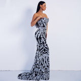Canterbury Black & Silver Sequin Strapless Maxi Dress - Fashion Genie Boutique