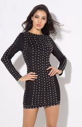 Rock Candy Black Studded Bandage Mini Dress - Fashion Genie Boutique