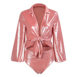 Sweet Staple Pink Long Sleeve Cut Out Bodysuit - Fashion Genie Boutique