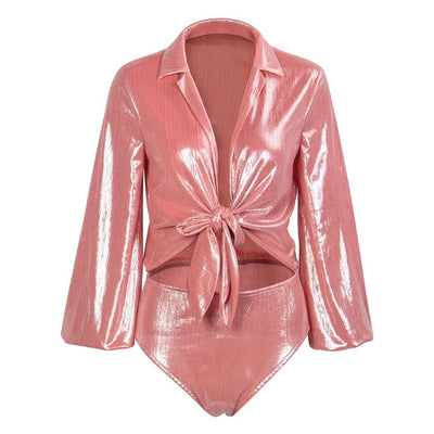 Sweet Staple Pink Long Sleeve Cut Out Bodysuit - Fashion Genie Boutique