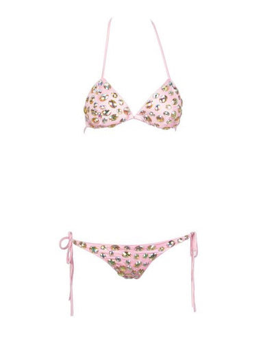 Beach Angel Nude Crystal Embellished Bikini Swimsuit - Fashion Genie Boutique