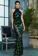 Shake It Out Black & Green Tassel Sequin Maxi Dress - Fashion Genie Boutique