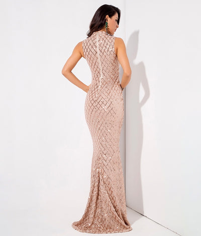Sparkle Delight Gold Glitter Embellished Maxi Dress - Fashion Genie Boutique