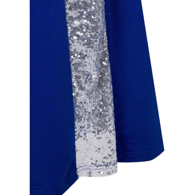 Dazzling Diva Blue & Silver Strapless Sequin Maxi Gown Dress - Fashion Genie Boutique