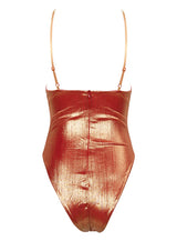 Say It Isn’t So Orange Iridescent Chain Strap Cut Out Bodysuit - Fashion Genie Boutique