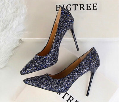 Till the Glitter Ends Navy High Heels - Fashion Genie Boutique