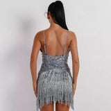 Glam Night Lavender Sequin Fringe Mini Party Dress - Fashion Genie Boutique