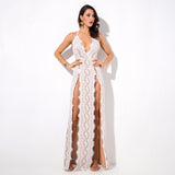 Dash of Sass White Lace Double Split Maxi Dress - Fashion Genie Boutique