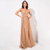 Magic Hour Gold Glitter Detatchable Maxi Gown Dress - Fashion Genie Boutique