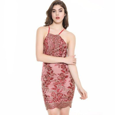Livin' The Life Red And Gold Sequin Mini Dress - Fashion Genie Boutique