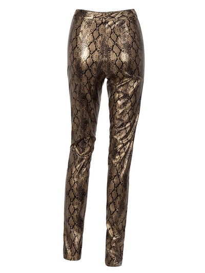 Snake Bite Gold PU Leather Trousers - Fashion Genie Boutique