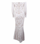 Avella Black & Nude Sequin Bardot Maxi - Fashion Genie Boutique