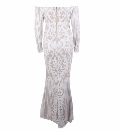 Avella Black & Nude Sequin Bardot Maxi - Fashion Genie Boutique