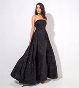 A Star Is Born Black Glitter Strapless Maxi Gown Dress - Fashion Genie Boutique