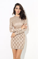 Gatsby Gold Glitter Embellished Long Sleeve Mini Dress - Fashion Genie Boutique