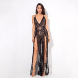 Bad Gal Black Sequin Split Leg Jumpsuit - Fashion Genie Boutique