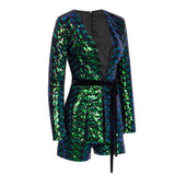 Dusk Till Dawn Green Iridescent Sequin Blazer & Shorts Co-Ord - Fashion Genie Boutique