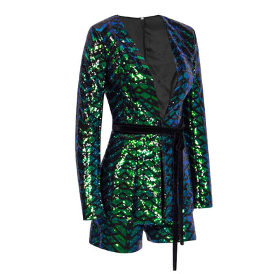 Dusk Till Dawn Green Iridescent Sequin Blazer & Shorts Co-Ord - Fashion Genie Boutique