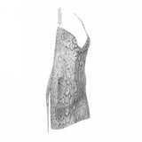 Unleash Me Silver Animal Print Metallic Mini Dress - Fashion Genie Boutique