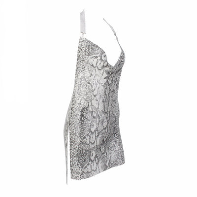 Unleash Me Silver Animal Print Metallic Mini Dress - Fashion Genie Boutique