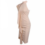 Make Your Move White Frill Bodycon Midi Dress - Fashion Genie Boutique