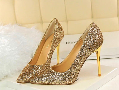 Till the Glitter Ends Gold High Heels - Fashion Genie Boutique
