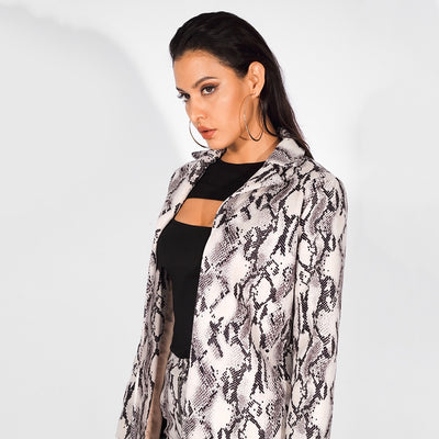 Take It Easy Grey Snake Print Jacket - Fashion Genie Boutique