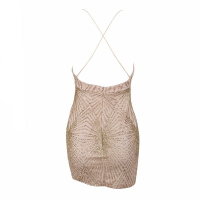 Glitzy Miss Gold Glitter Embellished Mini Dress - Fashion Genie Boutique