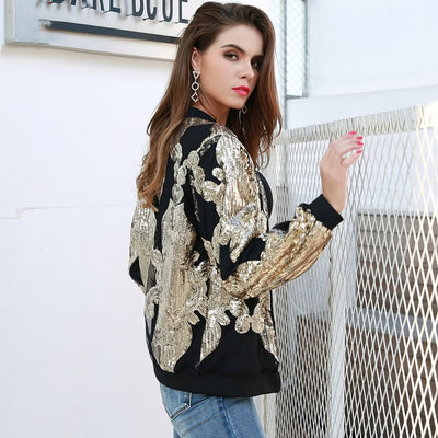 No Goodbyes Black & Gold Sequin Jacket - Fashion Genie Boutique