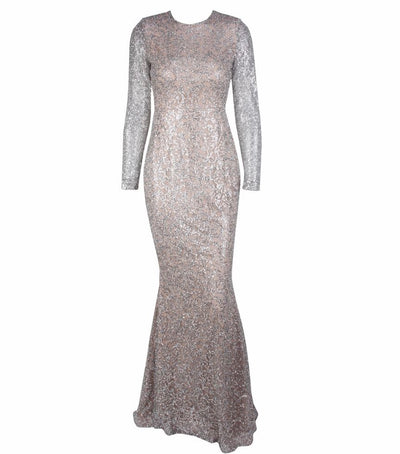 Spellbound Red Glitter Fishtail Long Sleeve Maxi Dress - Fashion Genie Boutique
