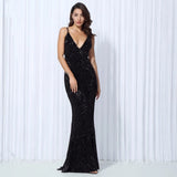 Goal Digger Black Embellished Sequin Maxi Party Gown Dress - Fashion Genie Boutique