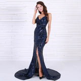 Deepest Devotion Navy Sequin Halterneck Maxi Dress - Fashion Genie Boutique