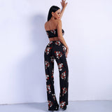 It’s A Match Black Floral Two Piece Trousers & Crop Top Co-Ord - Fashion Genie Boutique