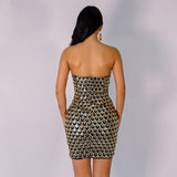 Bad influence Gold Sequin Strapless Mini Dress - Fashion Genie Boutique