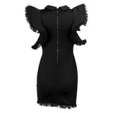 Lady Marmalade Black Ruffle Fringe Mini Dress - Fashion Genie Boutique
