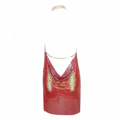 Got Me In Chains Pink Iridescent Metal Mini Dress - Fashion Genie Boutique