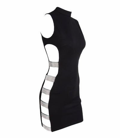 Cut it Out Blue Embellished Cut Out Mini Dress - Fashion Genie Boutique