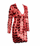 Keep them Keen Red Long Sleeve Sequin Tassel Mini Dress - Fashion Genie Boutique