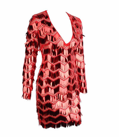 Keep them Keen Red Long Sleeve Sequin Tassel Mini Dress - Fashion Genie Boutique