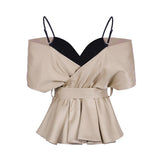 Sweet Like Candy Champagne Frill Sleeve Peplum Bardot Top - Fashion Genie Boutique