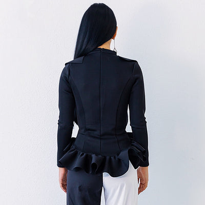 Our First Kiss Black Frill Wrap Front Choker Top - Fashion Genie Boutique