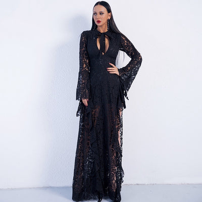 Bewitched Black Lace Maxi Dress - Fashion Genie Boutique