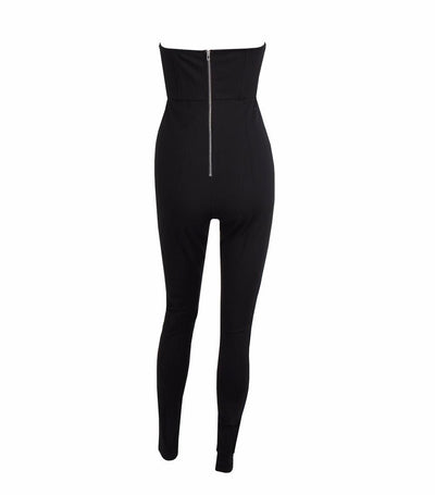 Evening In Rome Black Military Strapless Jumpsuit - Fashion Genie Boutique