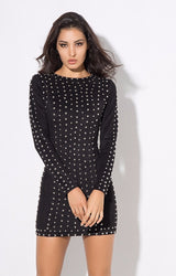 Rock Candy Black Studded Bandage Mini Dress - Fashion Genie Boutique