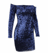 Champagne Sparkles Black Sequin Bardot Mini Dress - Fashion Genie Boutique