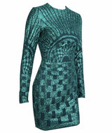 Harlie Black & Nude Glitter Long Sleeve Mini Dress - Fashion Genie Boutique