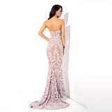 Million Dollar Babe White Strapless Glitter Embellished Maxi Gown Dress - Fashion Genie Boutique